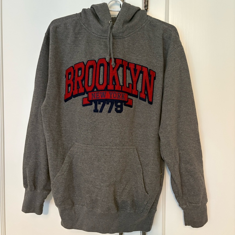 MV Sport Gray Red Brooklyn Hoodie Sweatshirt